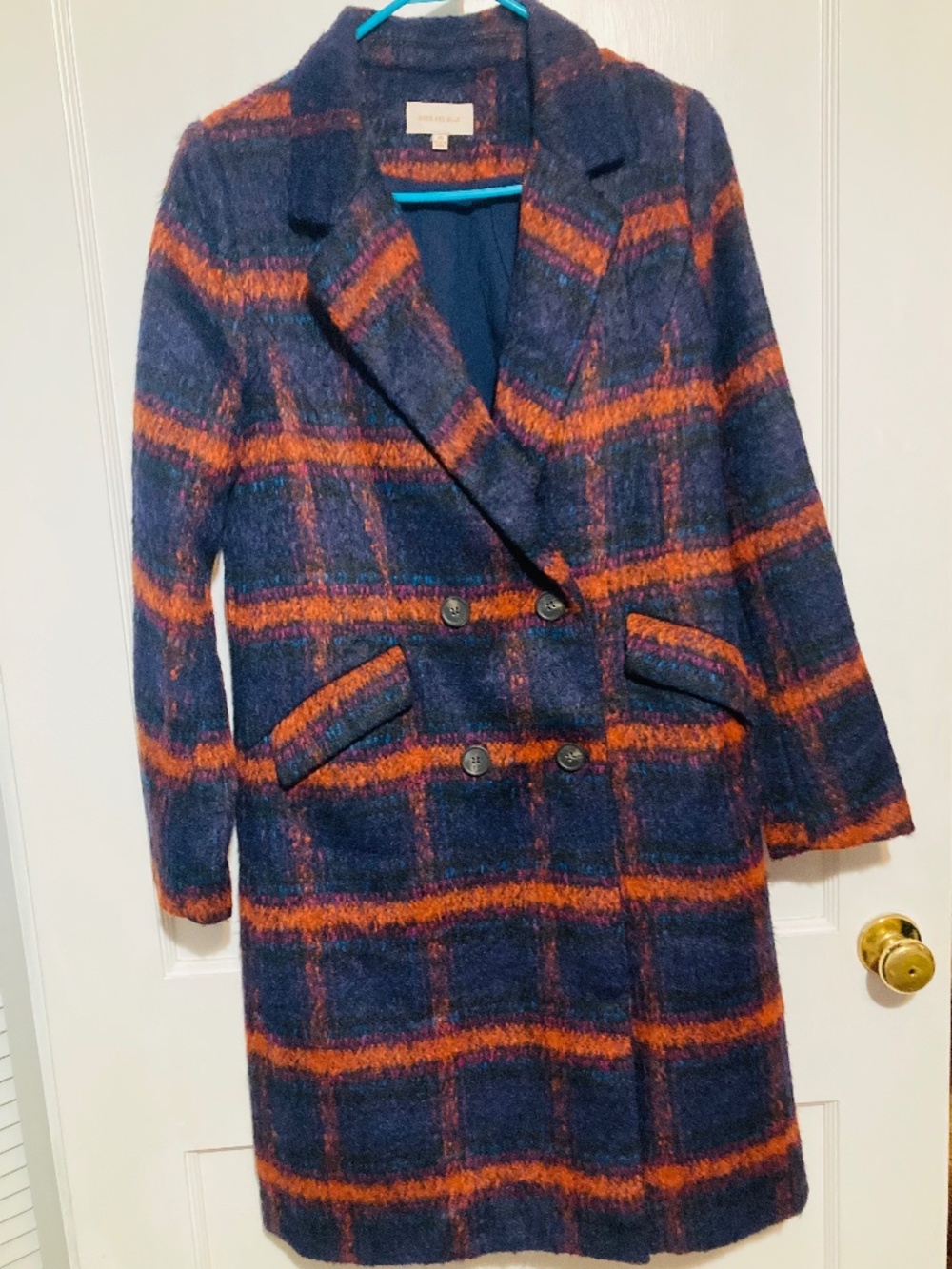 Skies Are Blue Lightweight Plaid Coat XS NWOT